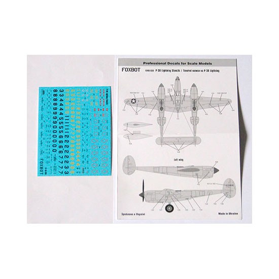 1/48 P-38 Lightning Stencils Decals for Academy/Eduard/Hasegawa