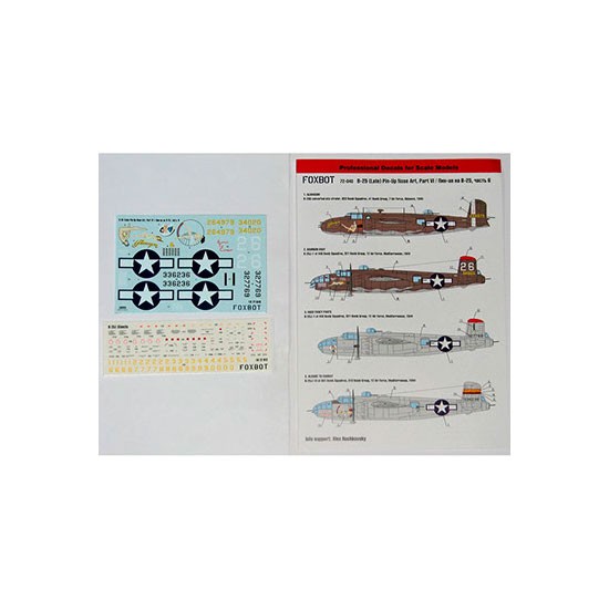 1/72 B-25G/J Mitchell (Late) 'Pin-Up Nose Art and Stencils' Part # 6 Decals