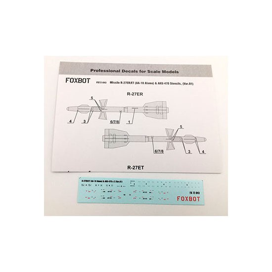 1/72 Soviet Missile R-27ER/ET (AA-10 Alamo) & AKU-470 Stencils (Var.1) Decals