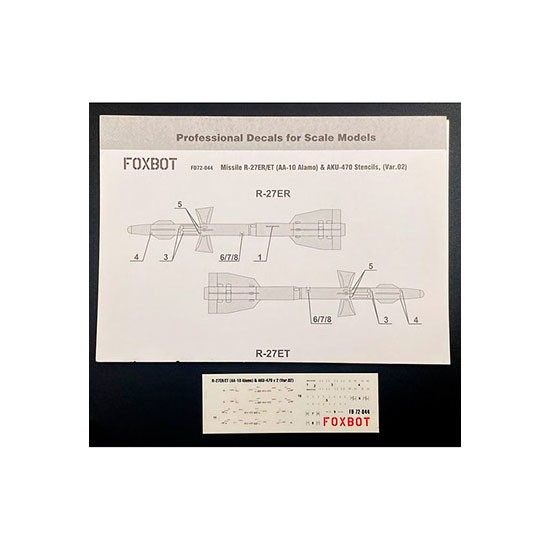 1/72 Soviet Missile R-27ER/ET (AA-10 Alamo) & AKU-470 Stencils (Var.2) Decals