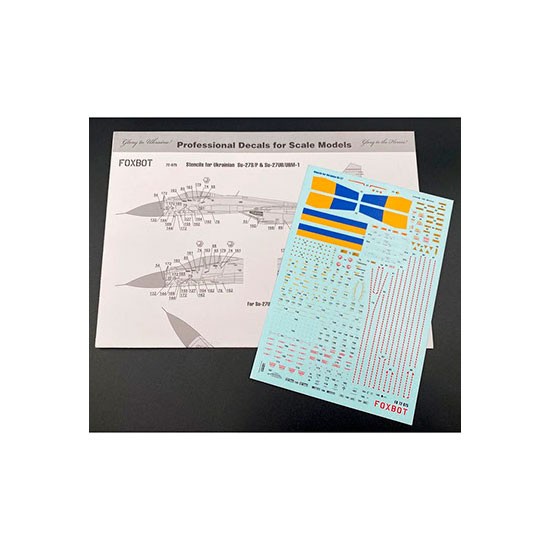 1/72 Su-27S/P & Su-27UB/UBM-1 Ukrainian AF Stencils Decals for Airfix/Hasegawa