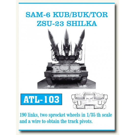 Metal Tracks for 1/35 Russian SAM-6 KUB/BUK/TOR ZSU 23 Shilka (190 links)