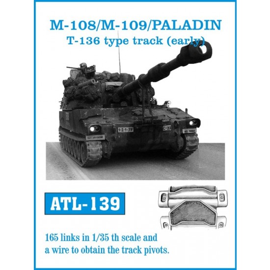 1/35 M108 / M109 / Paladin T-136 Type Metal Tracks (early type) 165 links