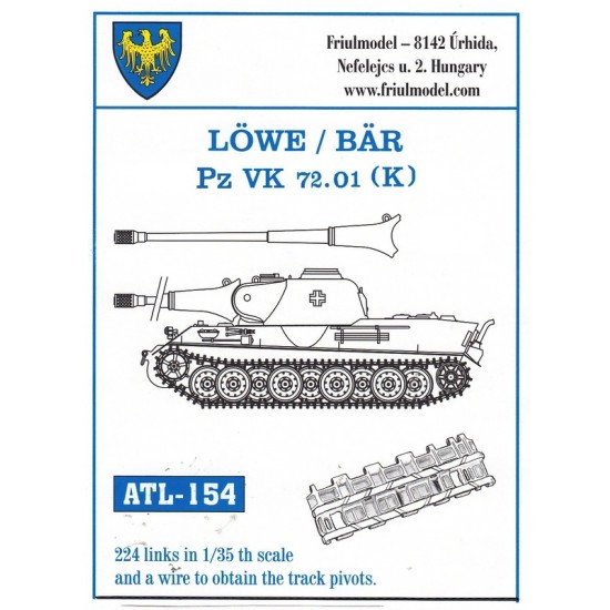 1/35 Metal Track for Lowe/ Bar/ Pz VK 72.01 (K) (224 links)