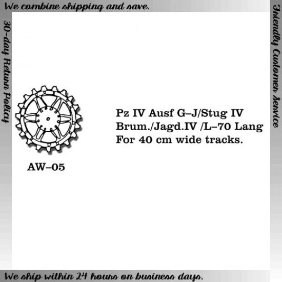 1/35 Panzer IV Ausf G-J/Stug IV, Brummbar/Jagdpanzer IV/ L-70 Lang Metal Wheels