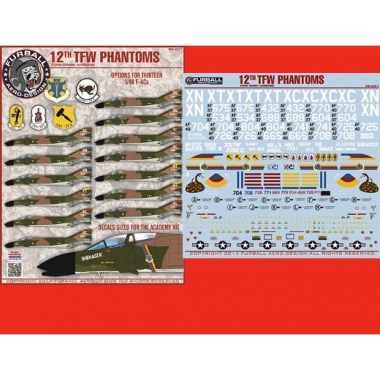 1/48 McDonnell Douglas F-4C Phantom II 12th Tactical Fighter Wing Phantoms Decals