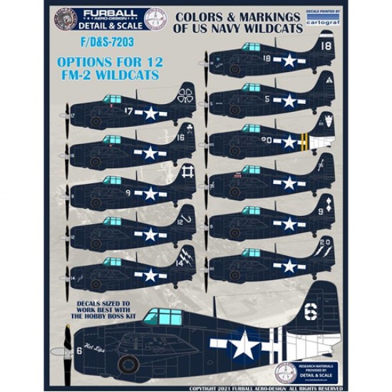 Decals for 1/72 Colours & Markings of FM-2 WILDCATS