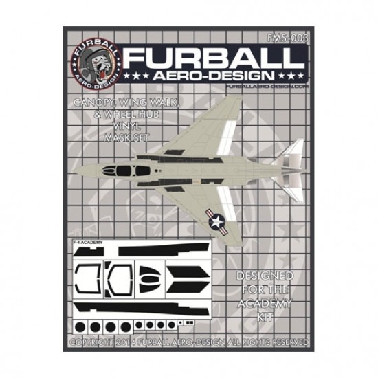 1/48 F-4 Canopy, Wheel Hubs & Wing Walkways Masking Set for Academy Kit