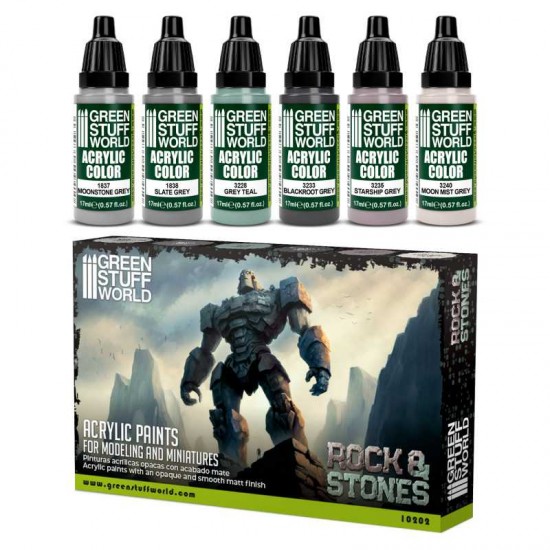 Acrylic Paint Set - Rock and Stone (6x 17ml, matt finish)