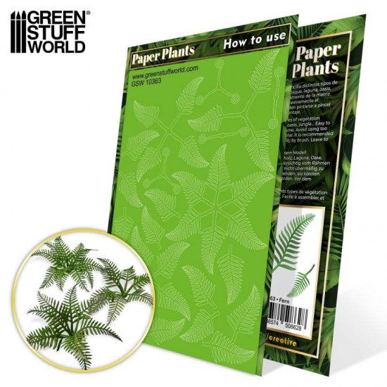 1/48, 1/35, 1/32 Paper Plants - Fern (4 combined leaves, 12 single leaves, 4 spirals)