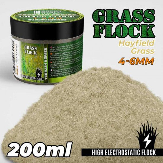 Grass Flock - Hayfield Grass 4-6mm (200ml high electrostatic flock)