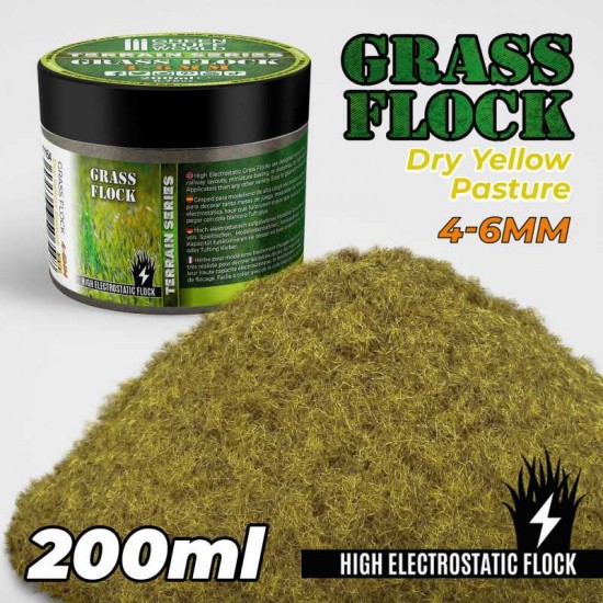 Grass Flock - Dry Yellow Pasture 4-6mm (200ml high electrostatic flock)