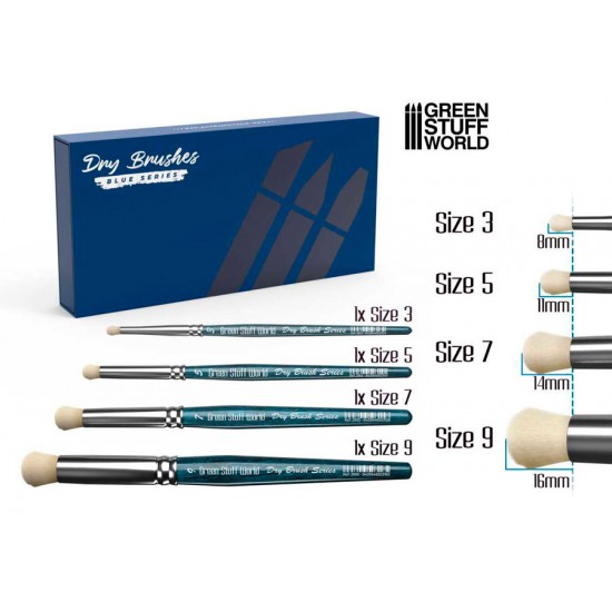 Premium Dry Brush Set (BLUE Series, size: 3, 5, 7, 9)