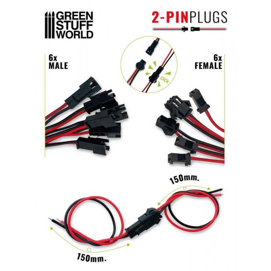 2-pin Plug - 6 Male and 6 Female Quick Connectors