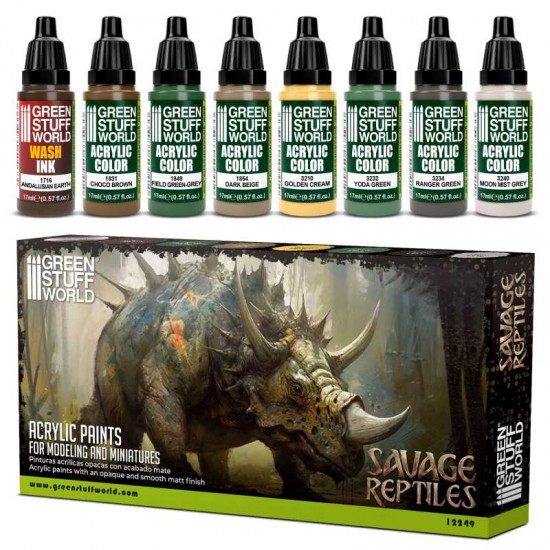 Acrylic Paint Set - Savage Reptiles (8x 17ml, matt finish)