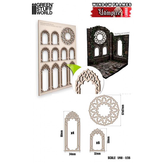 1/48 -1/35 Large Vampire Miniature Window Frame (sheet size: 150x225 mm)