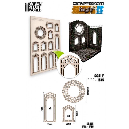 1/48 -1/35 Small Knight Miniature Window Frame (sheet size: 150x225 mm)