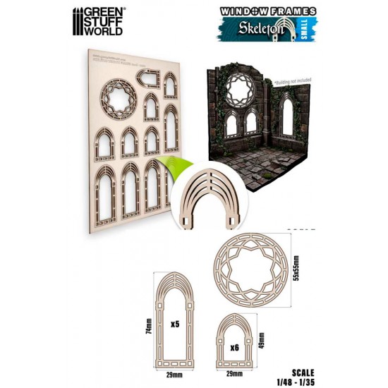 1/48 -1/35 Small Skeleton Miniature Window Frame (sheet size: 150x225 mm)