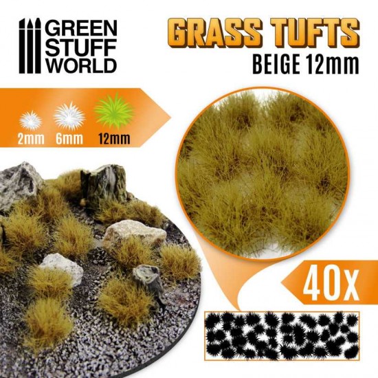 12mm Grass Tufts #BEIGE (self-adhesive, 40pcs)