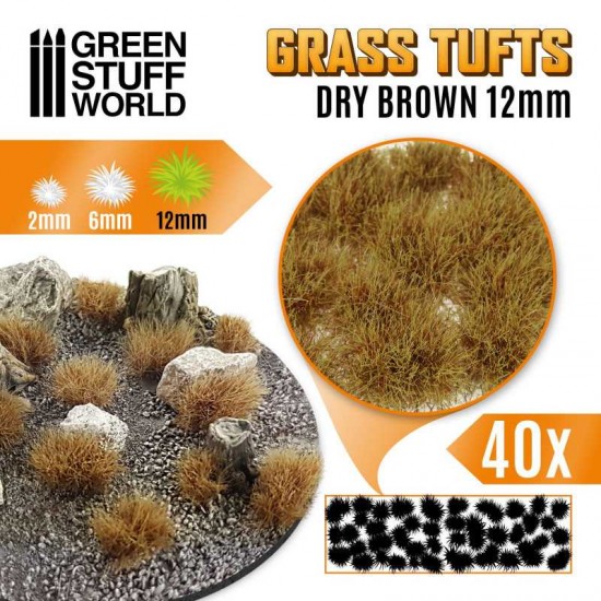 Grass Tufts XL - Dry Brown (fiber Size: 12mm high, 40 tufts)