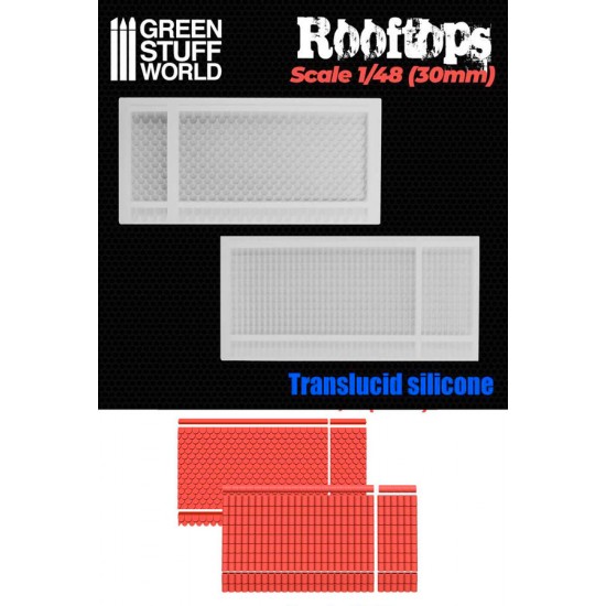 1/48 (30mm) Silicone Molds - Rooftops Straight Tiles 3x4mm, Circular Tiles 4.3x6mm