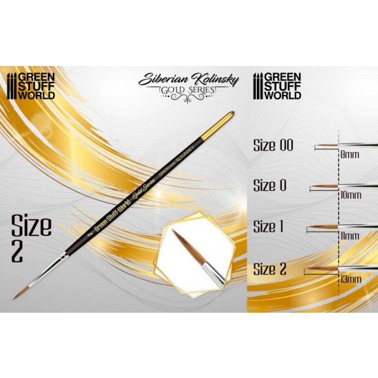 Gold Series Siberian Kolinsky Brush Size #2 (13mm top)