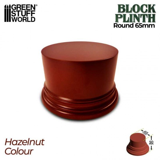 6.5 cm Round Block Lacquered Hazelnut Brown MDF Wood Round Display Plinth