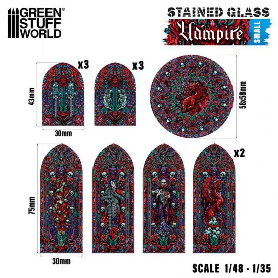 1/48 -1/35 Small Vampire Miniature Window Stained Glass (sheet size: 150x220 mm)