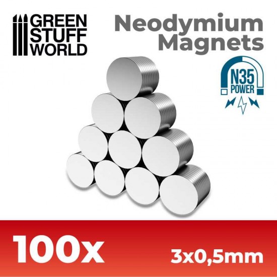 100x Neodymium Magnet 3x0.5mm (N35)