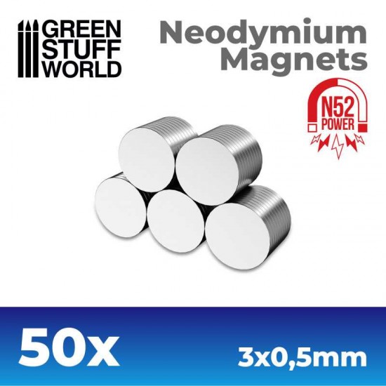 50x Neodymium Magnets 3x0.5mm (N52)