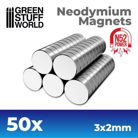 50x Neodymium Magnets 3x2mm (N52)