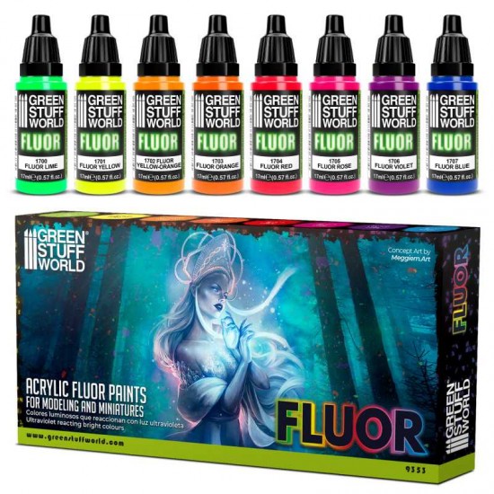 Acrylic Paint Set - Fluorescent (8x 17ml)