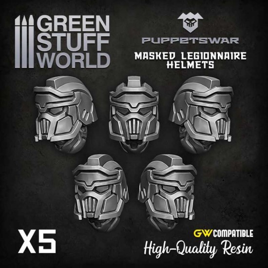 Puppetswar Masked Legionnaire Helmets for 28/32mm Wargame Miniatures