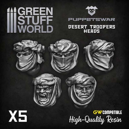 Puppetswar Desert Troopers Heads for 28/32mm Wargame Miniatures