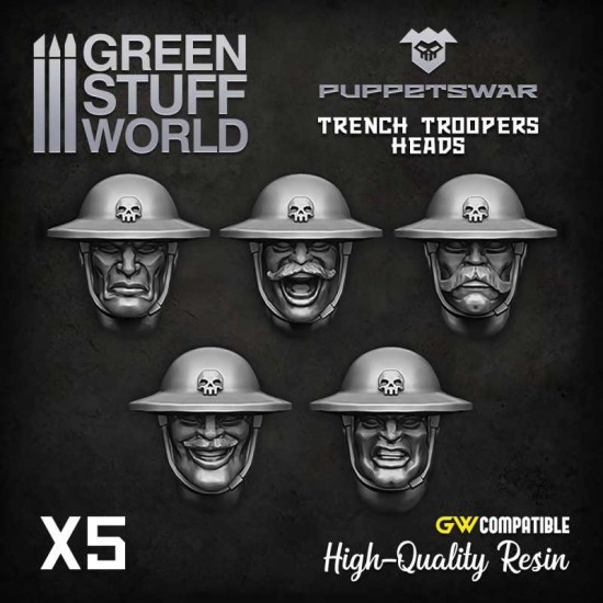 Puppetswar Trench Troopers Heads for 28/32mm Wargame Miniatures