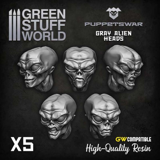 Puppetswar Alien Heads for 28/32mm Wargame Miniatures