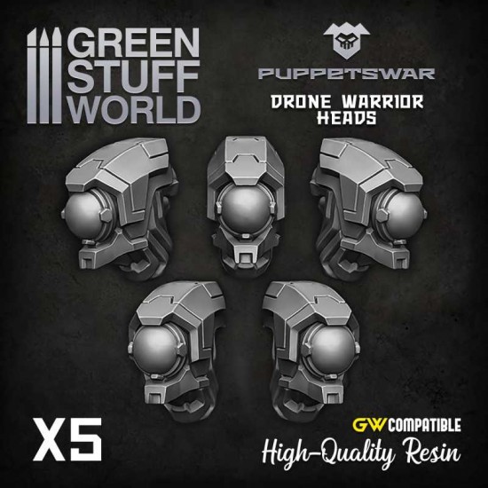 Puppetswar Drone Warrior Heads for 28/32mm Wargame Miniatures