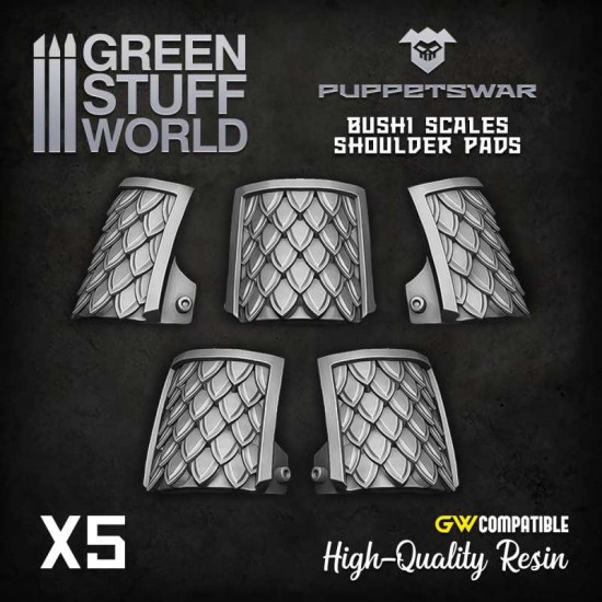 Puppetswar Bushi Scales Shoulder Pads for 28/32mm Wargame Miniatures