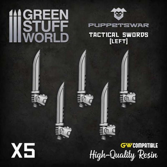 Puppetswar Tactical Swords - Left Hands for 28/32mm Wargame Miniatures