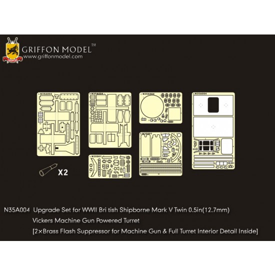 1/35 WWII British Shipborne Mark V Twin 0.5in(12.7mm) Vickers MG Powered Turret Detail Set