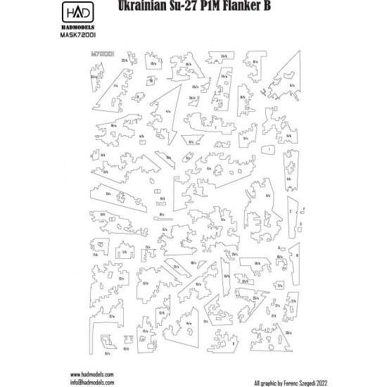 1/72 Ukrainian Sukhoi Su-27 P1M Flanker B Digital Camouflage Paint Mask for Zvezda kits