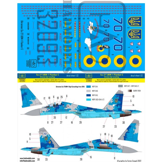 Decal for 1/32 Ukrainian Su-27UBM-1 Flanker C 