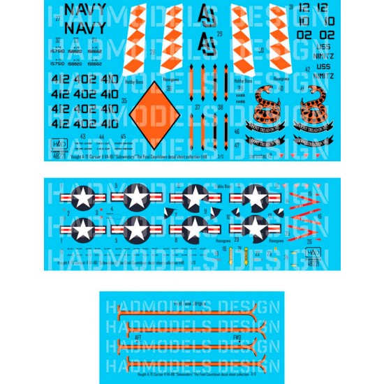 1/48 A-7E VS-86 Corsair Sidewinders Final Countdown Decals for Hasegawa