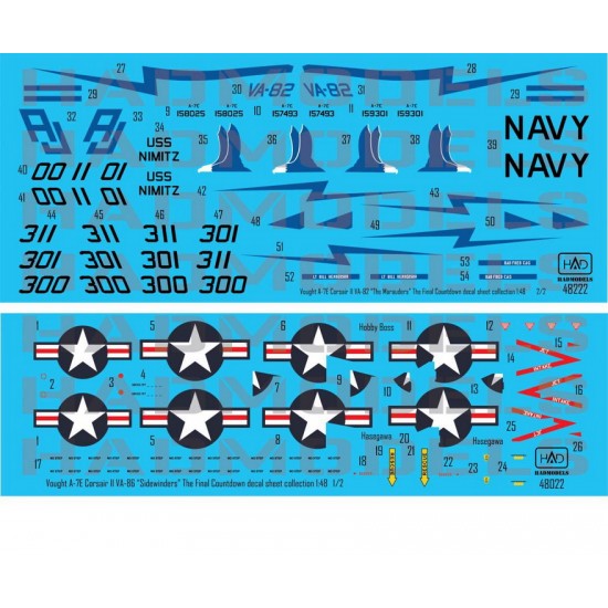 1/48 A-7E Corsair VA-82 Final Countdown Decals for Hasegawa/Hobby Boss kits