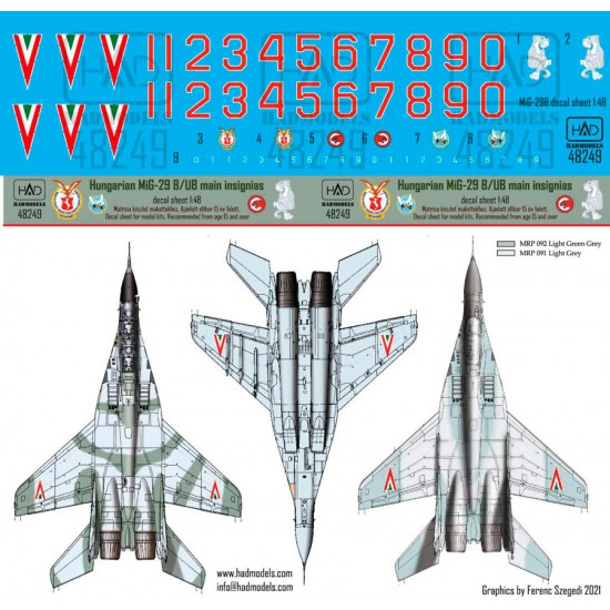 Decal for 1/48 MiG-29 B HUNAF old Russian painting