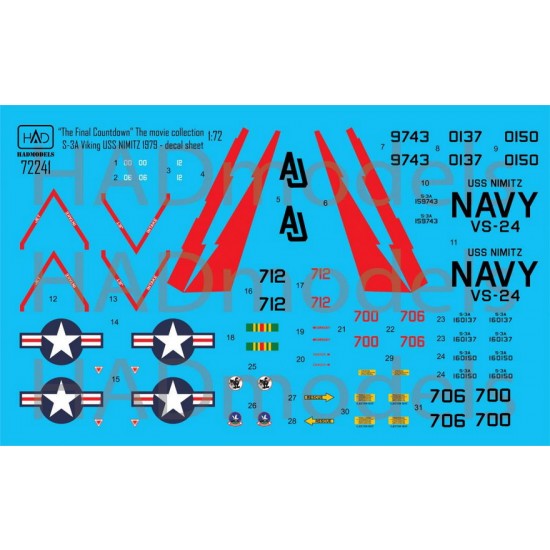 Decal for 1/72 S-3A Viking 'Final Countdown' Collection