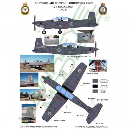 RAAF Decals for 1/48 Pilatus PC-9A 77 SQN (Grey Sharks Mouth)