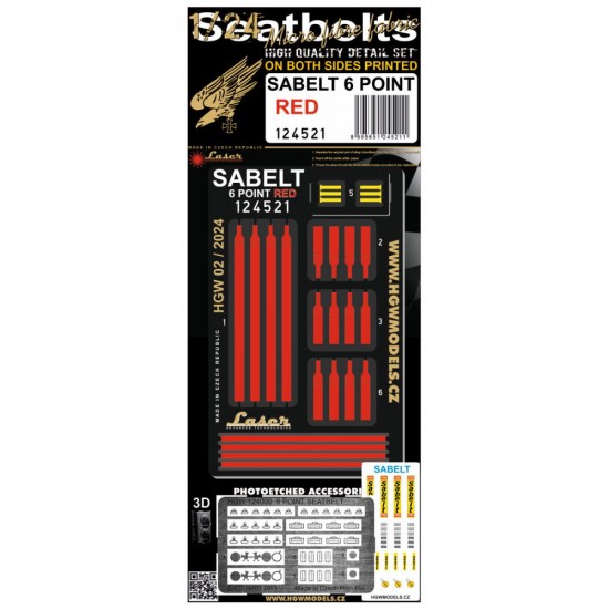 1/24 Sabelt 6 Point Red Seatbelts