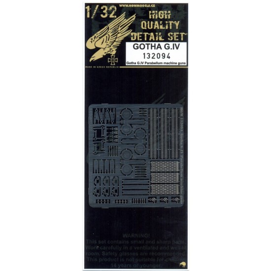 1/32 Gotha G.IV Parabellum MG Detail Set for Wingnut Wings kits