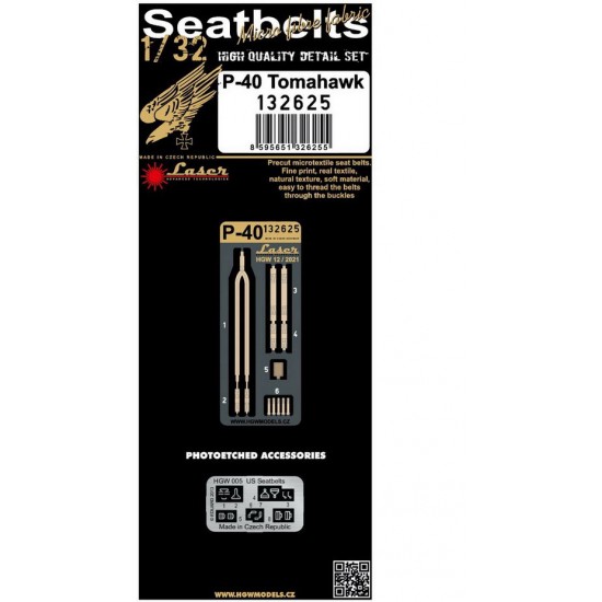 1/32 Curtiss P-40 Tomahawk Seatbelts (Laser)